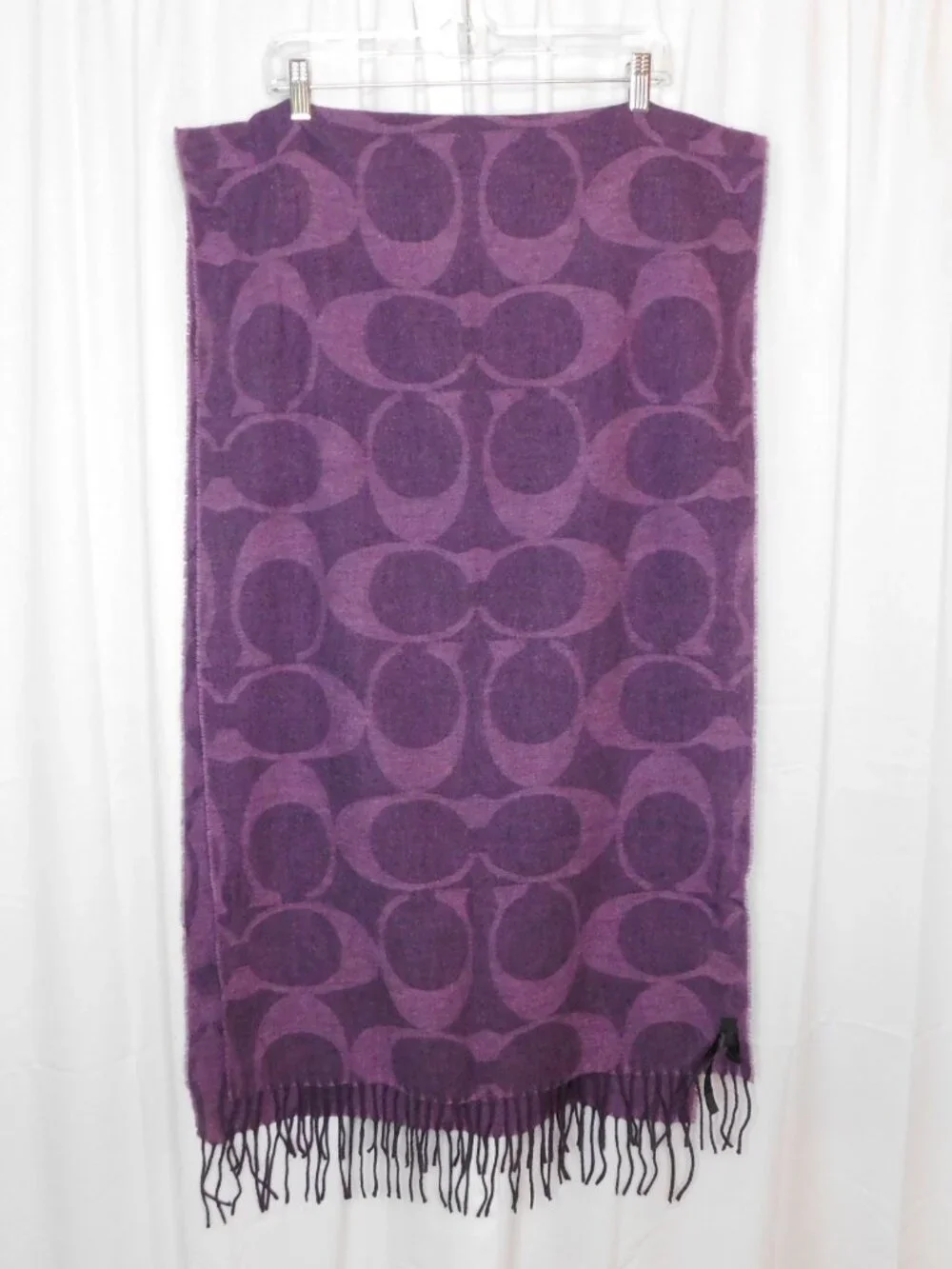Coach CC Logo Purple Lilac Lightweight Blanket Scarf | Wool Silk | 20½